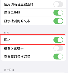 永定苹果手机维修网点分享iPhone如何开启九宫格构图功能