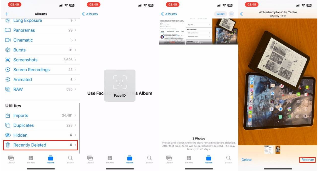 永定苹果14维修分享 iPhone14 上恢复已删除的照片 