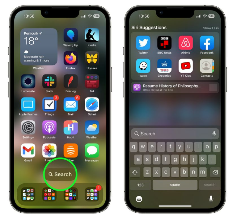 永定苹果手机维修分享升级到 iOS 16 后，如何删除主屏幕上的搜索按钮 