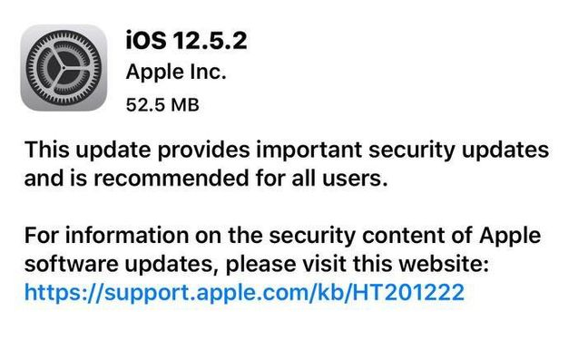 永定苹果手机维修分享iOS12.5.2发布，建议所有老苹果用户安装 